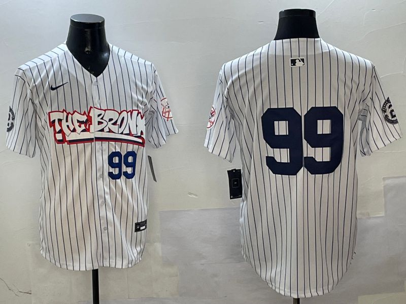Men New York Yankees #99 Judge White Stripe four generations Joint Name 2025 Nike MLB Jersey style 4->new york yankees->MLB Jersey